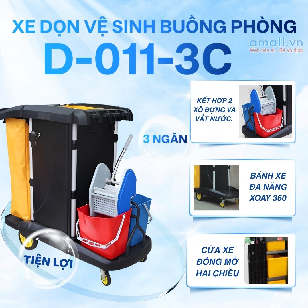 Xe vệ sinh đa năng có vắt nước Model D-011-3C
